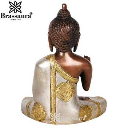Brass Blessing Multicolored Buddha Weight 1.8 kg & Height 7 Inch