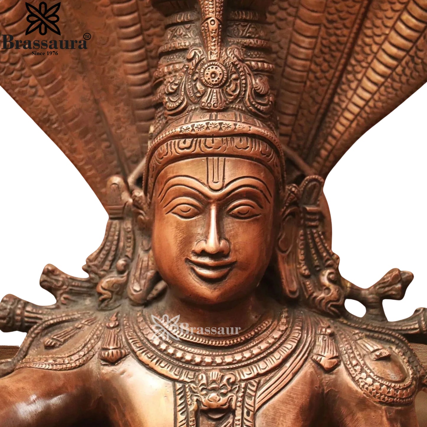 Brass Vishnu On Sheshnaag Statue Weight 35 Kg And Height 28 Inch