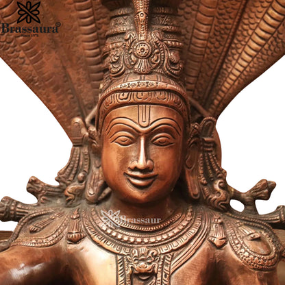 Brass Vishnu On Sheshnaag Statue Weight 35 Kg And Height 28 Inch