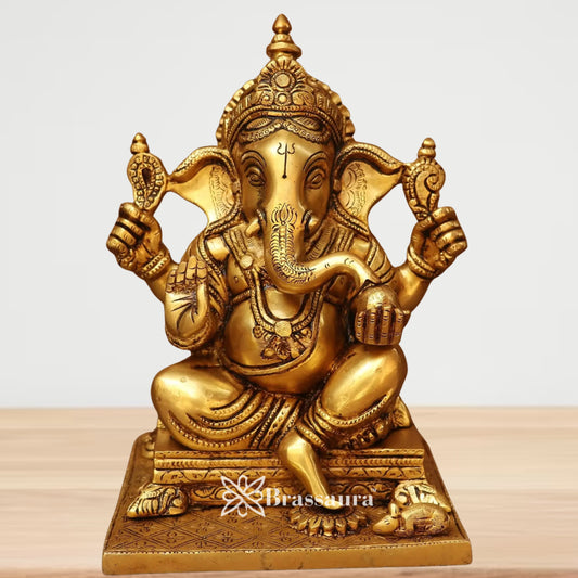 Brass Super fine Ganesha Statue Weight 6 Kg & Height 10 Inch