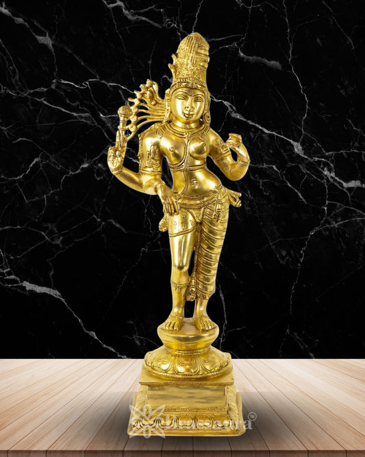 Brass Aardhnareshwar Statue Weight 8.1 Kg And Height 20.5 Inch