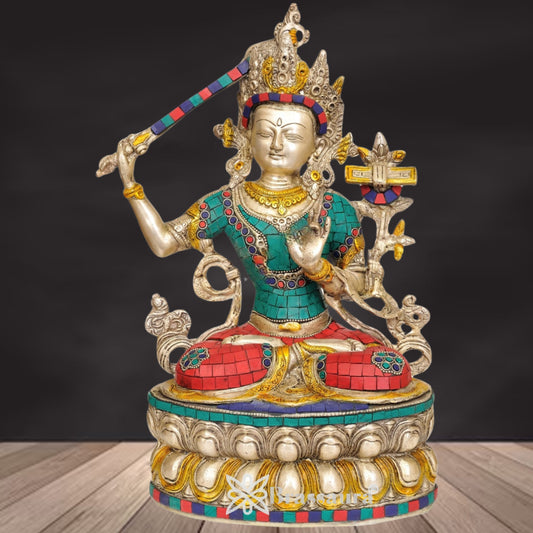 Brass Gem Stone Work Tara Weight 4 Kg & Height 14 Inch
