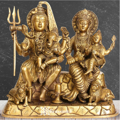 Brass Antique Shiv Family  Weight 11 Kg & Height 12 Inch