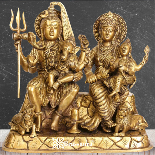 Brass Antique Shiv Family  Weight 11 Kg & Height 12 Inch