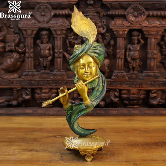 Brass Krishna Murti Weight 6.76 Kg And Height 22 Inch