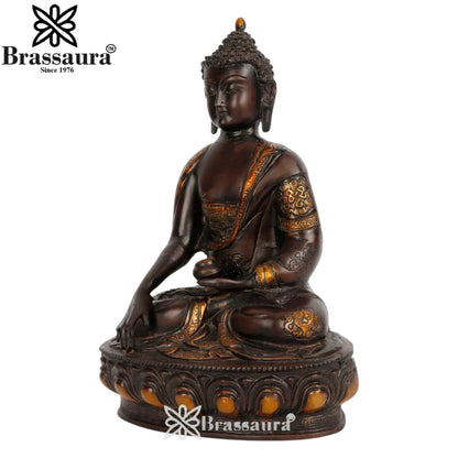 Brass Bhumisprasa Buddha Weight 4.2 kg & Height 12 Inch