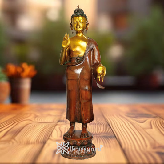 Brass Blessing Standing Buddha Weight 33 Kg & Height 33.5 Inch