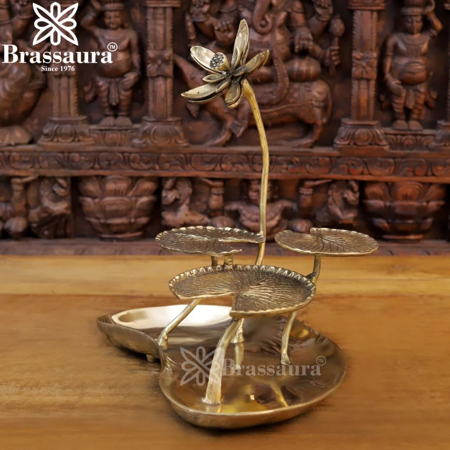 Brass Flower Urli Statue Weight 5.12 Kg And Height 16 Inch