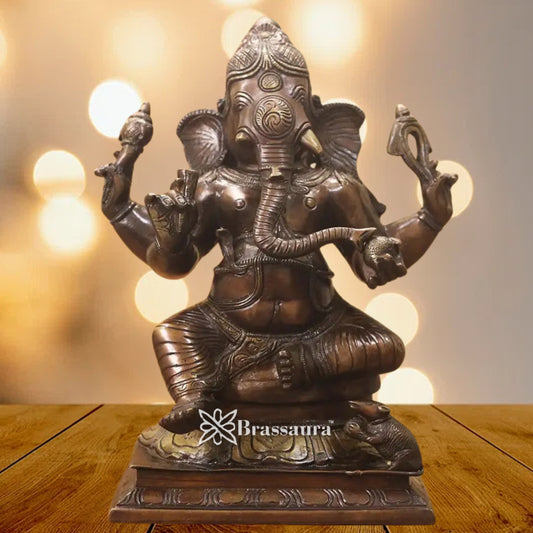 Brass Ganesha Statue Weight 6.5 Kg And Height 12 Inch