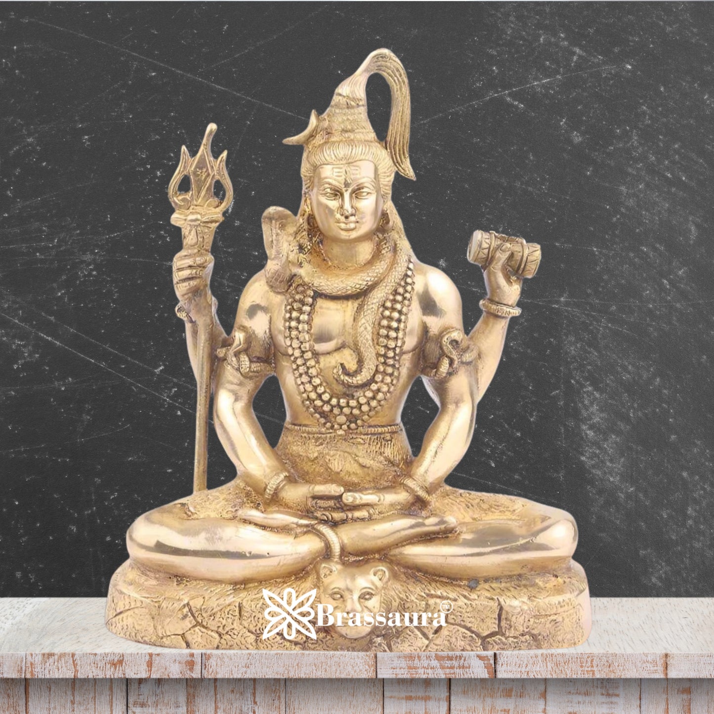 Brassaura™ Devotional Brass Lord Shiva Statue – Height 9 Inches & Weight 2.8 Kgs