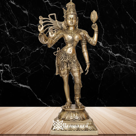 Brass Royal Golden Aardhnareshwar Statue Weight 25 kg & Height 38.5 Inch