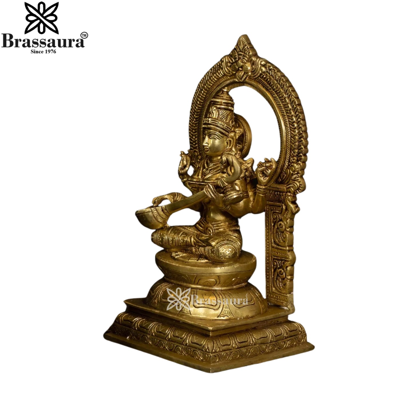 Brass Saraswati Statue Weight 4 Kg And Height 10.5 Inch
