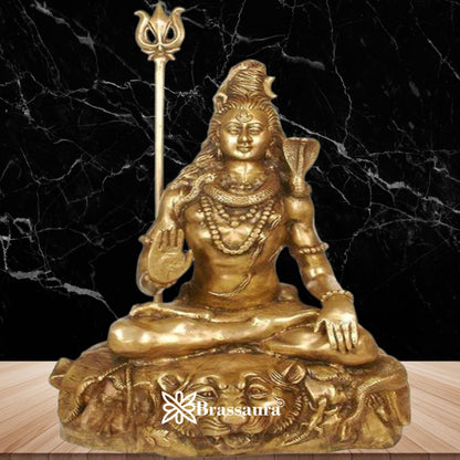 Brassaura™ Traditional Brass Shiva Murti – Height 35 Inches & Weight 38 Kgs | Classic Idol