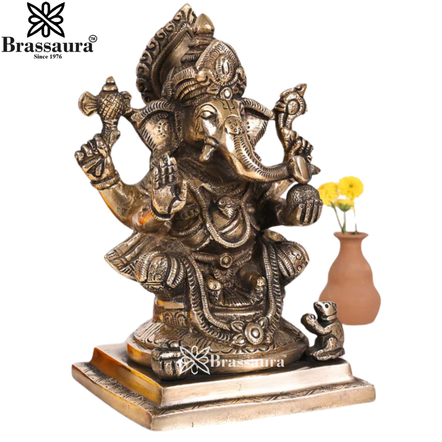 Brass Ganesha Statue Weight 2.3 Kg & Height 7 Inch