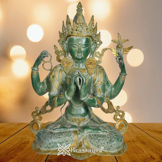 Brass Patina Tara Weight 34 Kg & Height 31 Inch