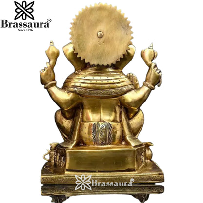 Brass Ganesha Statue Weight 9.75 Kg And Height 13.5 Inch