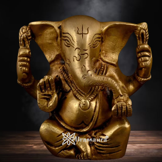 Brass Ganesha Statue Weight .85 Kg And Height 3.9 Inch