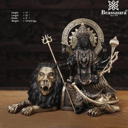 Brass Durga For Home And Décor And Gift Items Weight 19.61 kg Height 17 Inch