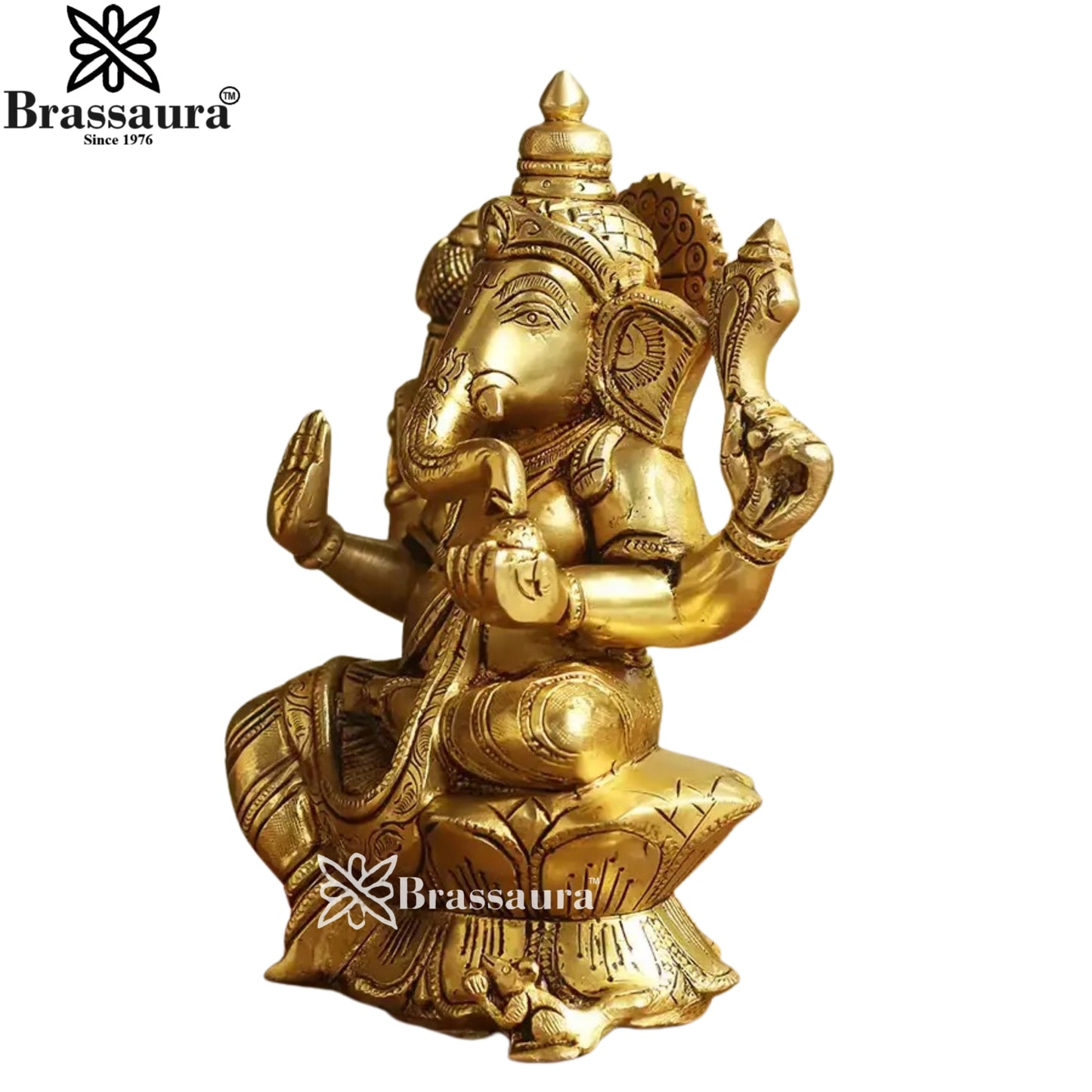 Brass Ganesha Statue Weight 2 Kg And Height 8 Inch