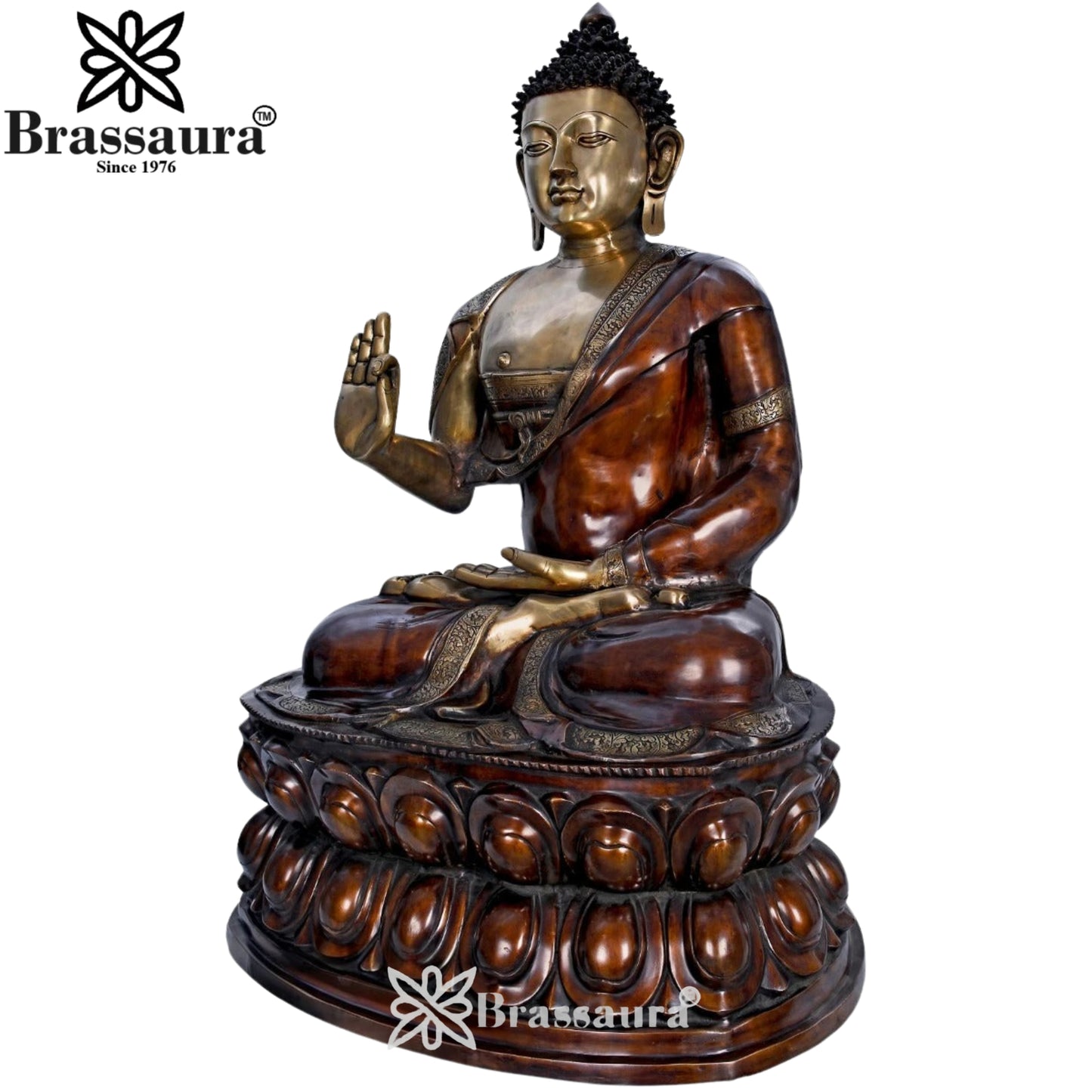 Brass Blessing Buddha Weight 91 kg & Height 48 Inch