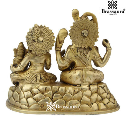 Brass Antique Shiv Family  Weight 2.7 Kg & Height 7 Inch