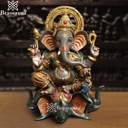Brass Artistic Ganesha Weight 17.6 Kg & Height 16.5 Inch