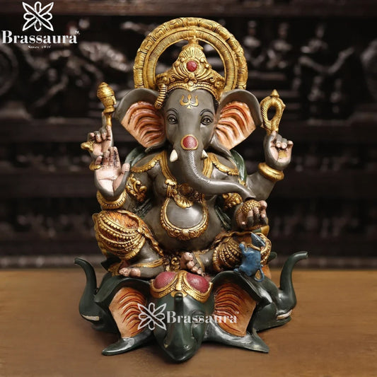 Brass Artistic Ganesha Weight 17.6 Kg & Height 16.5 Inch
