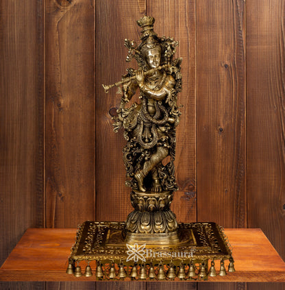 Brass Royal Antique Krishna Murti Weight 15 Kg And Height 29 Inch