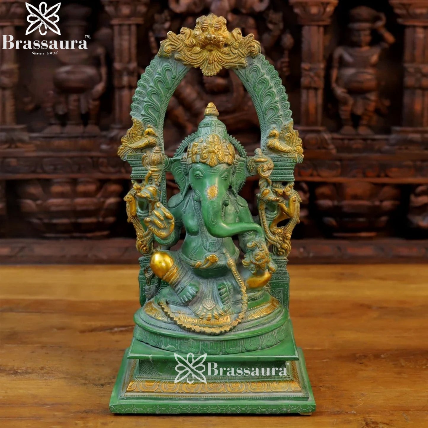 Brass Ring Ganesha Weight 10.2 Kg & Height 17 Inch