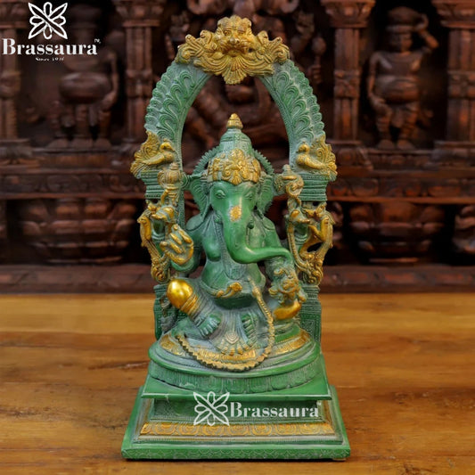 Brass Ring Ganesha Weight 10.2 Kg & Height 17 Inch
