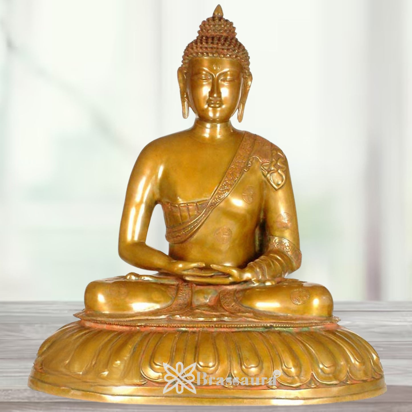 Brass Buddha Weight 3.4 Kg & Height 27.6 inch