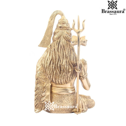 Brassaura™ Handcrafted Brass Shiva Idol – Height 12 Inches & Weight 4.8 Kgs | Spiritual Décor