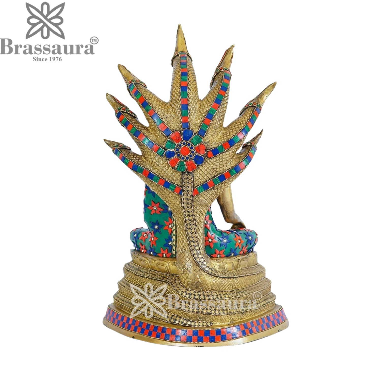 Brass Setting Gem Stone Work Buddha Weight 12 kg & Height 20 Inch