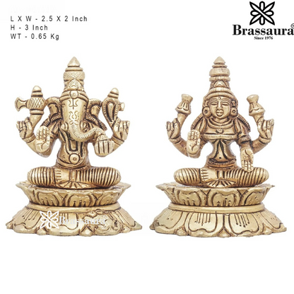 Brass Classic Lakshmi Ganesh Weight 0.65 Kg & Height 3 Inch