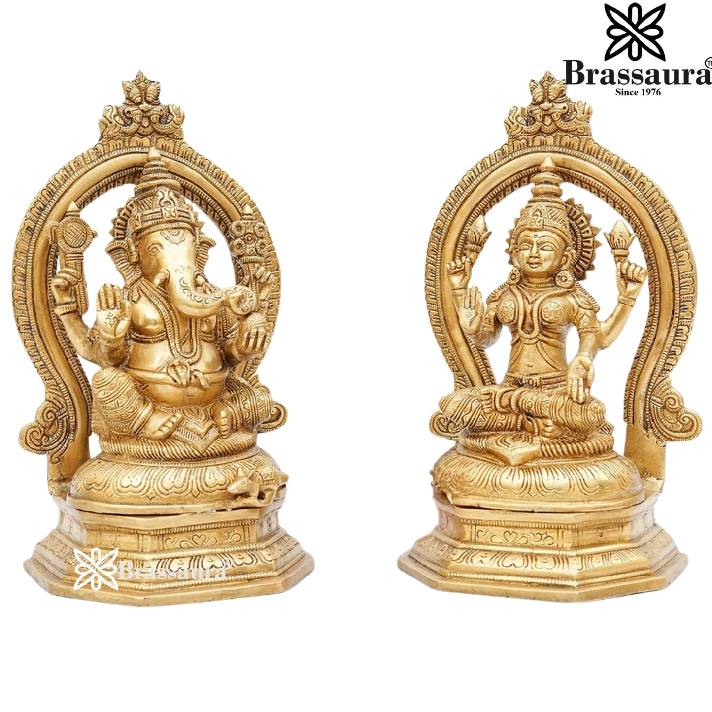 Brass Royal Golden Lakshmi Ganesh Weight 8 Kg & Height 11 Inch