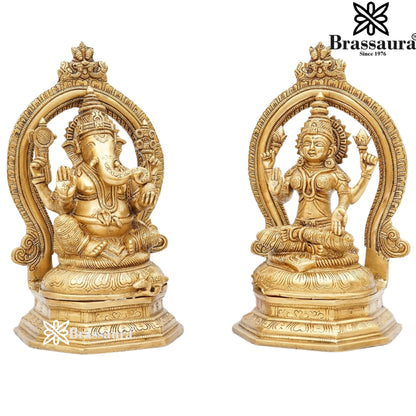 Brass Royal Golden Lakshmi Ganesh Weight 8 Kg & Height 11 Inch