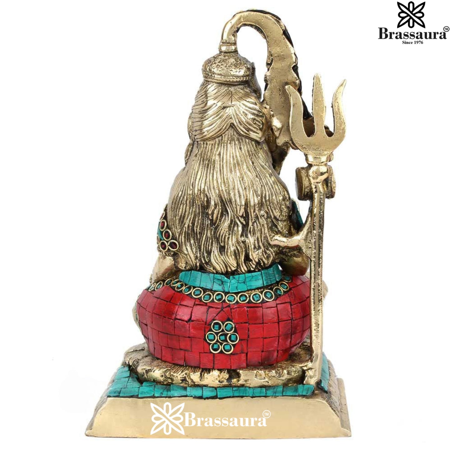 Brass Gem Stone Work Shiva Weight 2.5 Kg & Height 9 Inch