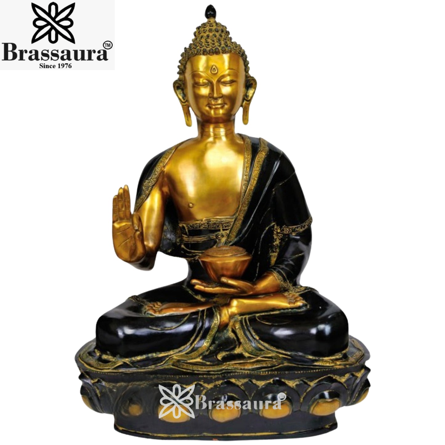 Brass Blessing Black Buddha  Weight 42 Kg & Height 36 Inch