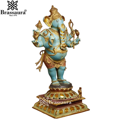 Brass Vintage Standing Ganesha Weight 46.7 Kg & Height 36 Inch