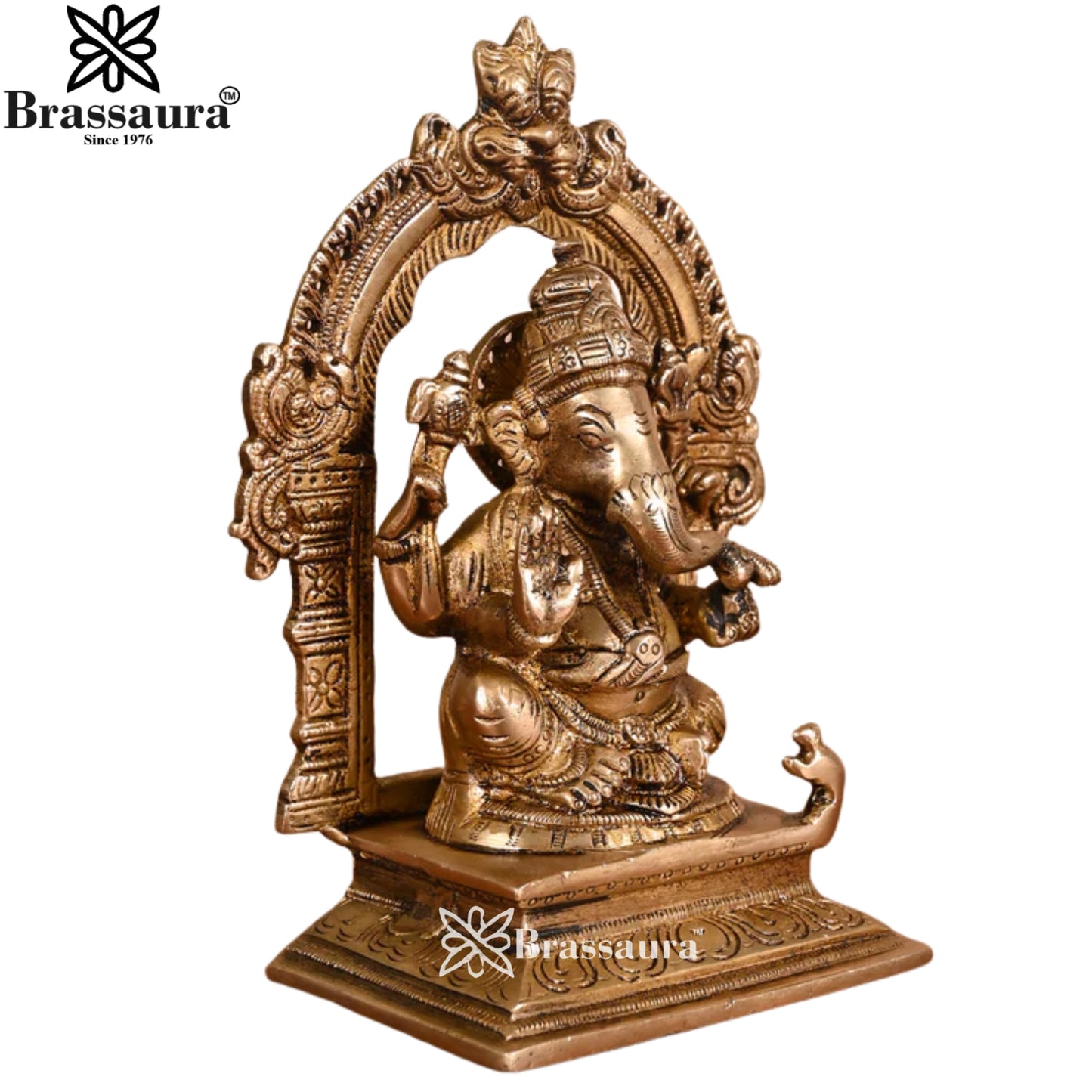 Brass Ring Ganesha Statue Weight 4 Kg & Height 8 Inch