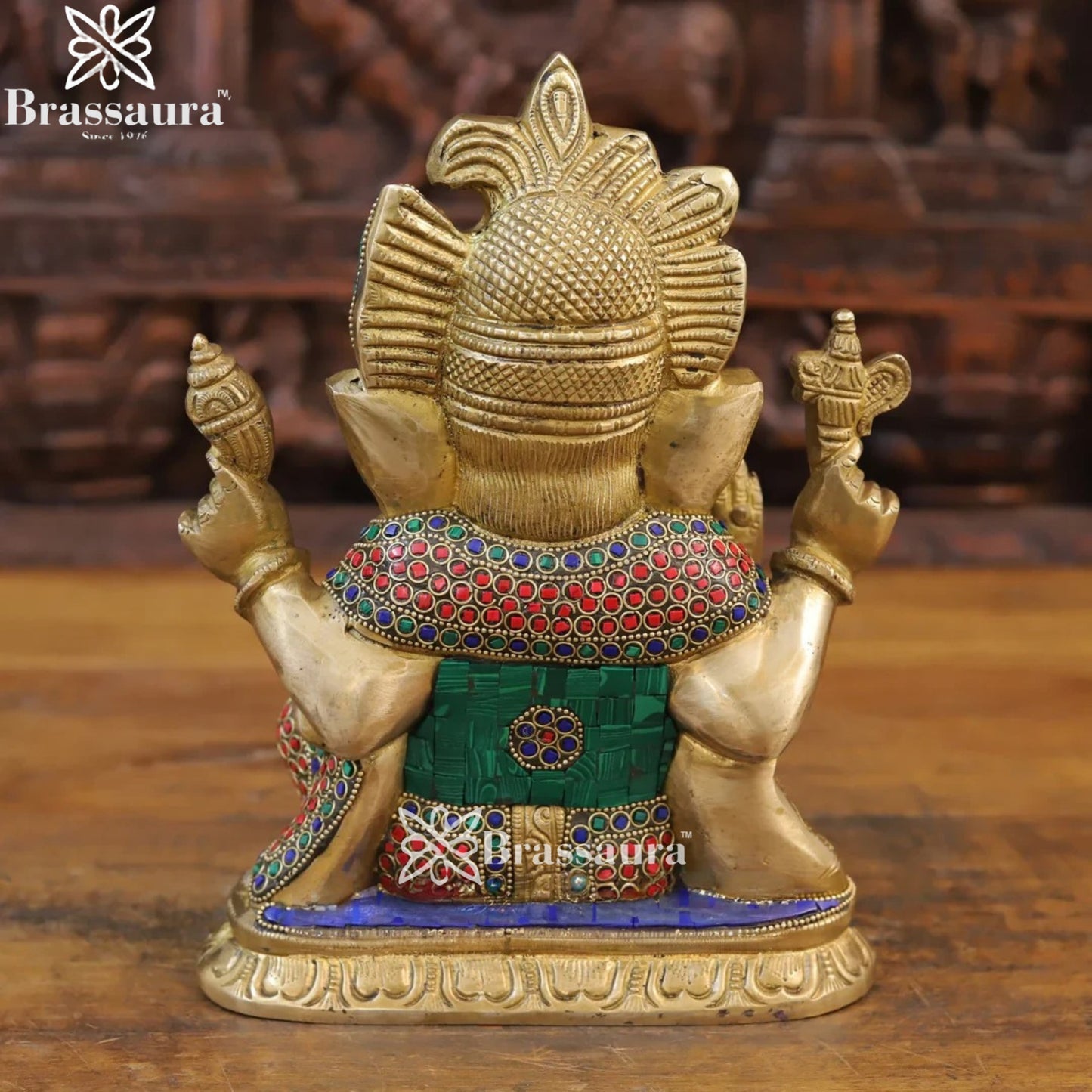 Brass Gem Stone Work Ganesha Weight 6 Kg & Height 11 Inch