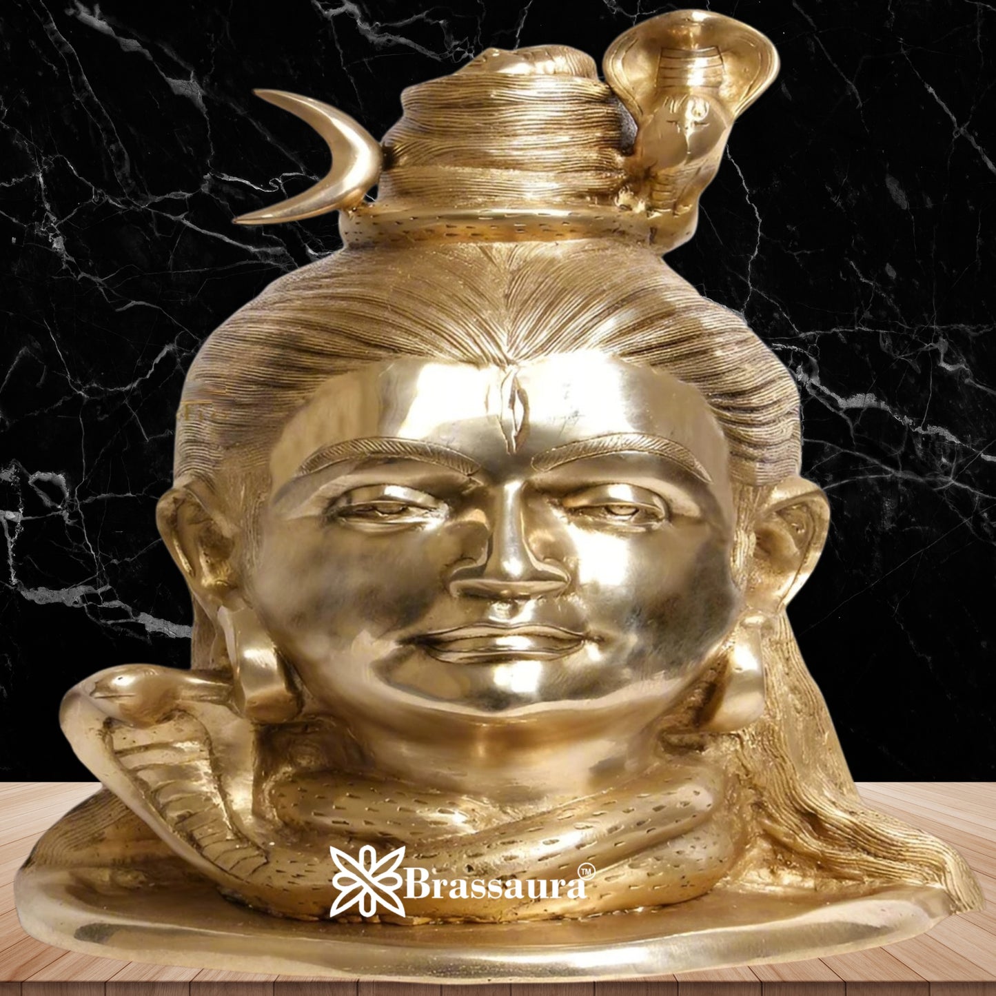 Brass Royal Golden Shiva Mukhlingam Weight 11 Kg & Height 15.5 Inch