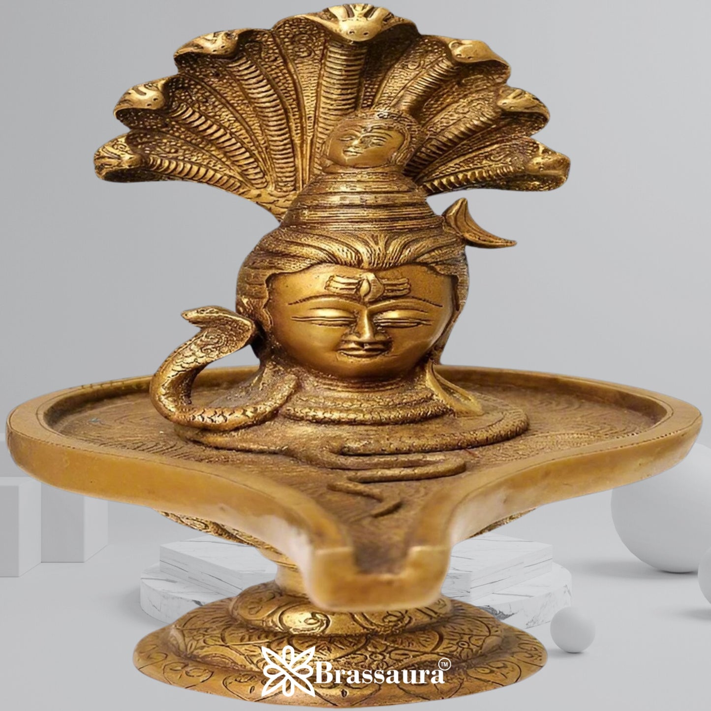 Brass Antique Shiva Head Shivling Weight 3 Kg & Height 10 Inch
