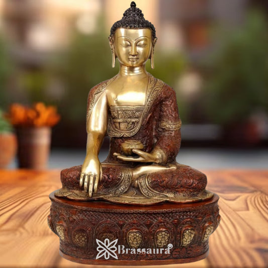 Brass Bhumisprasa Buddha Weight 16 kg & Height 21.5 Inch