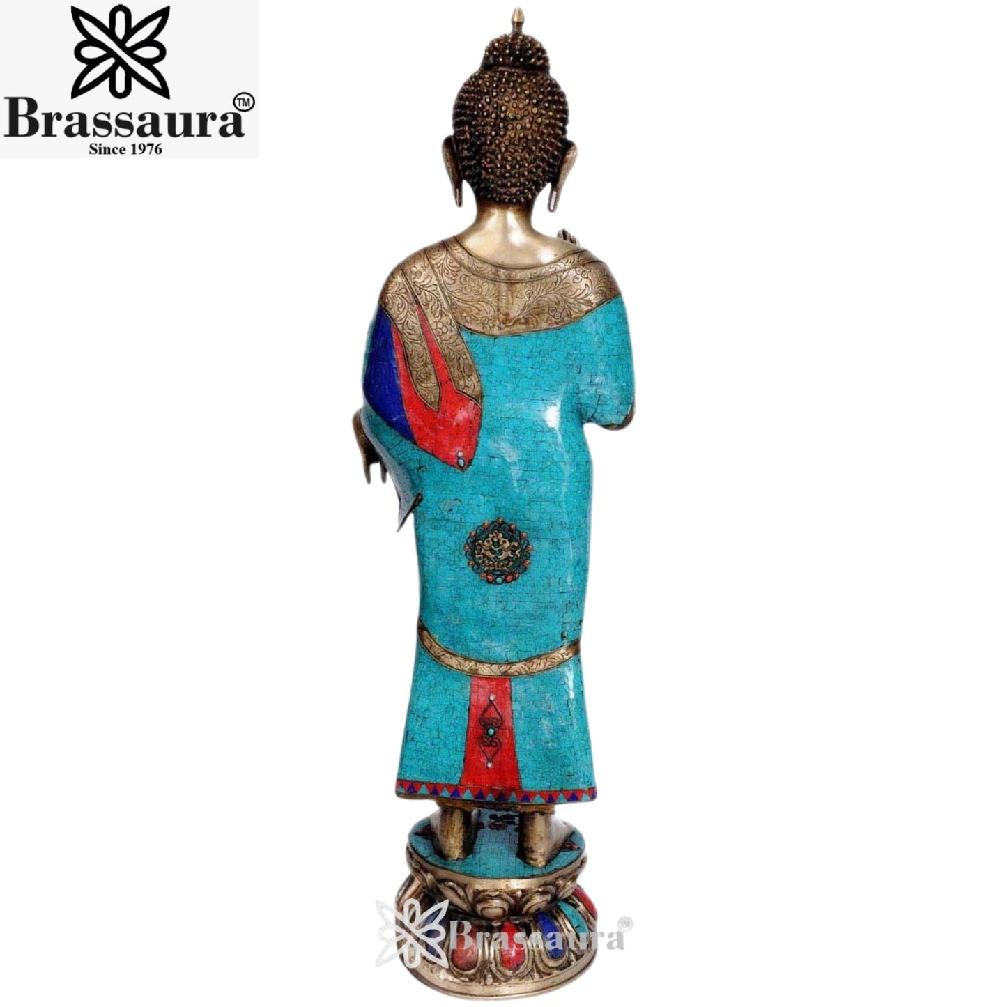 Brass standing Laughing Buddha Weight 34 Kg & Height 51 Inch