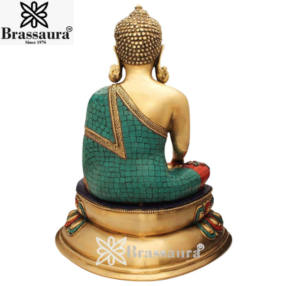 Brass Classic Gem Stone Work Buddha Weight 18 Kg & Height 22 Inch