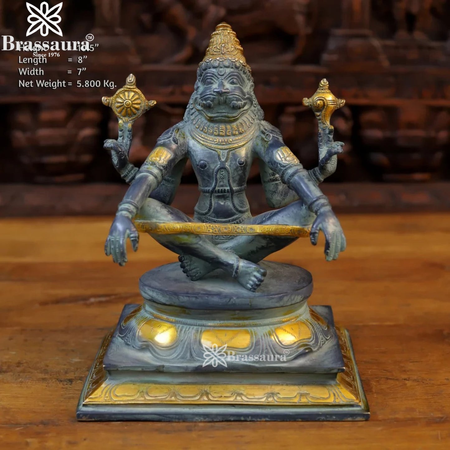 Brass Narshimha Statue For Home Decor And Gift Items Weight 5.8Kg And Height 10.5 Inches
