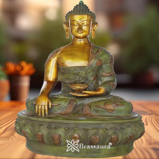 Brass Bhumisprasa Multicolored Buddha Weight 43 kg & Height 33 Inch