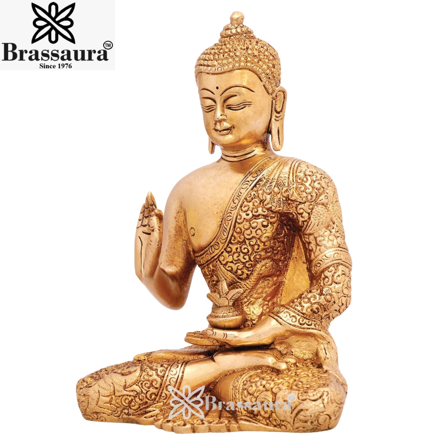 Brass Blessing Artistic Buddha Weight 2.3 kg & Height 8 Inch