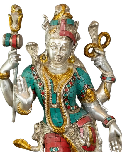 Brass Gem Stone Work Aardhnareshwar Statue Weight 10 Kg And Height 19 Inch